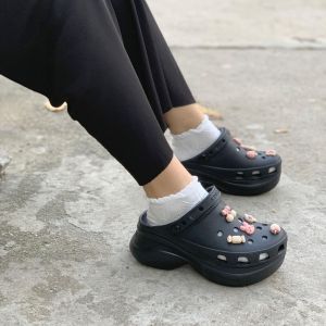 Dép sục cross Classic Sandal BAE Nữ Đế Cao 8cm Tặng 14 Stickers - Hàng Chính Hãng CCH - Màu ĐEN