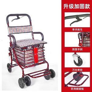 Elderly Trolley Portable Trolley Four-Wheel Walker Foldable Portable Trolley Rollator