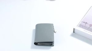 AE Manufacturers new mens genuine leather zippered short wallet with multiple card slots stylish verticalcoin purse with snap closure