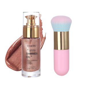 Dầu dưỡng thể Liyalan Shimmer màu trắng ngọc trai 5 màu đồng làm sáng da mặt tạo hiệu ứng rạng rỡ làm nổi bật và làm sáng da trang điểm cơ thể lấp lánh ánh kim loại vàng dạng lỏng tạo màu da rám nắng (2.8 Fl Oz)