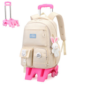 Childrens Primary School Students Trolley Schoolbag Korean version High Capacity Junior High School Students Six-wheel Stair Climbing Schoolbag Waterproof  Wear-resistant Backpack