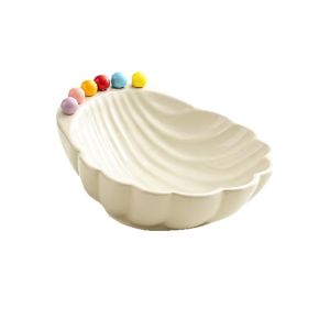 ZYJC Large Capacity Fruit Plate with fork Ceramics Avocado Fruit Bowl Salad Plate Home Decoration with Fruit Fork Ceramic  Fruit Bowl Living Room