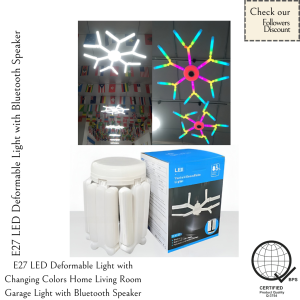 E27 LED Varity Snowflake Light with Bluetooth speaker Deformable Light with Changing Colors Home Living Room Garage Light