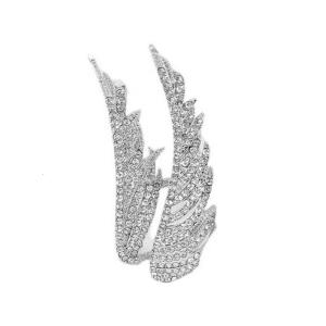 Unique Feather Wing Brooch Zinc Alloy Crystals Embellished for Women Gift Birthday Anniversary Celebration