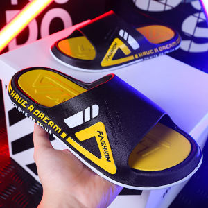 Dép Nam Nữ dép quai ngang màu cam bóng phong cách Hàn Quốc trẻ trung thể thao nóng bỏng dép chống trơn trượt