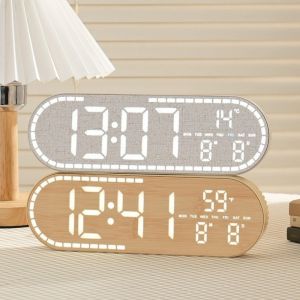 RGFV Minimalist Design Digital Wall Clock Silent Operation Nordic Style Temperature Display Clock Home Decor Temperature Date Display Tabletop Electric Clock Classroom Decor