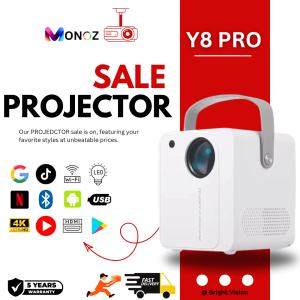 [HOT] MONOZ Y8 PRO Portable Projector Bluetooth Android Projector 4K Wifi built-in Netflix/Disney+