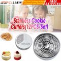 【12PCS 1"-4.4"】Metal Cookie Cutter Set, Round Cookie Cutters, Stainless Steel Circle Biscuit Pastry Cutters, Assorted Size Cookies-Cutter-12PCS/Set. 