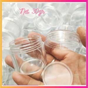 Hũ định lượng chuẩn 30gr bằng nhựa  cứng tròn  dùng chiết mỹ phẩm có nắp trong suốt mini