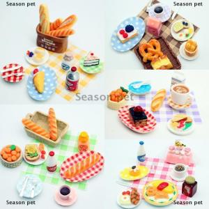 [COD] Season pet บ้านตุ๊กตาขนาดเล็กสำหรับเล่นอาหารเช้า 1ชุดถาดแยมขนมปังติ่มซำโมเดลจิ๋วสำหรับทำอาหารในครัวอุปกรณ์สำหรับทำขนมอบ