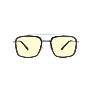 GUNNAR Barron Gaming Glasses Anti Blue Light – Lightweight Stainless Steel Frame Double Bridge Stylish Rectangular Design for Eye Protection