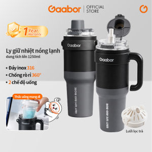 Bình ly giữ nhiệt Gaabor TC-M01A 1250ml inox 316 giữ nóng lạnh dung tích lớn chống rò rỉ có lưới lọc trà - Bảo hành chính hãng [L]