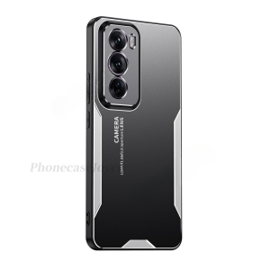 Metal Case For 2024 OPPO Reno12 Pro 5G Reno 12 12Pro Soft TPU Edge Phone Casing Matte Back Cover Shockproof Bumper Simple Fashion Anti Drop No Fingerprint
