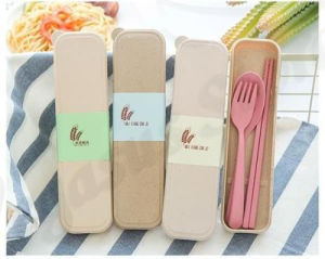 Set Alat Makan Travelling Sendok Sumpit Garpu Jerami Cutlery-Vegasus Store(COD)