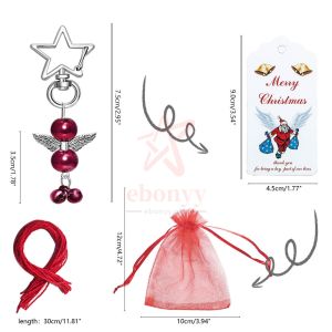 【Fast Delivery】Creative Bells Angel Star Buckle Christmas Decoration Gift Candy Presents Bag Set With Tags Xmas Tree Decorative Pendants