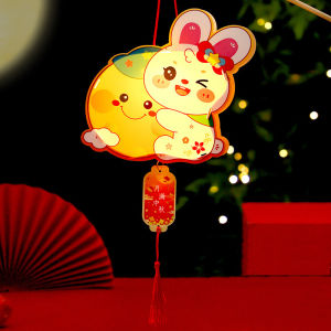【XZsunflower】DIY Handcraft Light-Up Bunny Lantern Mid-Autumn Rabbit Blossom Flower Mooncake Luminous Lamp Serene Cloud Rabbit Lantern