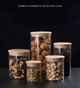 CNMF Lọ Thủy Tinh Trong Suốt Chai Đựng Thực Phẩm Nhà Bếp Với Nắp Tre Lọ Kín Hơi Đậu Cà Phê Kẹo Ngọt