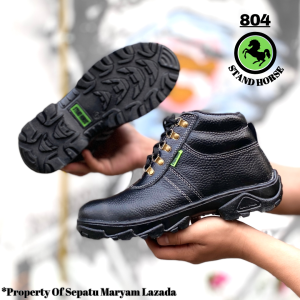 Sepatu Septy Pria Tali Boots Sepatu Safty Cowok Ujung Besi Kulit Asli Safety Shoes Proyek Lapangan