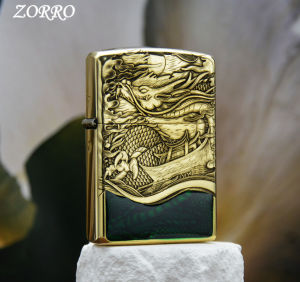 Bật Lửa Xăng Đá Zippo Zorro Rồng Nổi Khắc 3D Đồng Nguyên Khối ( Tặng Kèm Combo Đá Bấc Xịn)