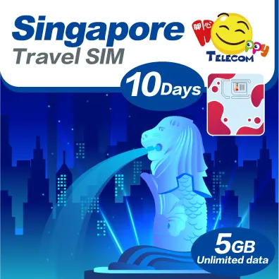 Happy Singapore SIM Card | Singtel | 5G/4G | 10 Days | 5GB High-Speed Data + Unlimited Data | Prepaid Travel SIM | Plug & Play | No Registration Required