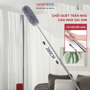 Chổi Quét Trần Nhà Gấp Gọn Dài 2m8 Đầu Chổi Có Thể Uốn Cong Cây Phất Trần Quét Mạng Nhện Quét Bụi