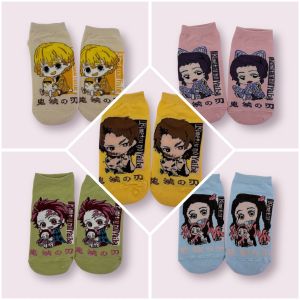 ถุงเท้าดาบพิฆาตอสูร 1 แพ็ค (5คู่) สีพาสเทล ถุงเท้าทันจิ โร่ เนซึโกะ  Kimetsu no Yaiba SK