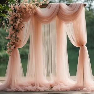 OKKFINE 1/3/5/8/10meters Wedding Tulle White Pink Sheer Backdrop Curtains DIY Photography Backdrop Decor Birthday Party Wedding