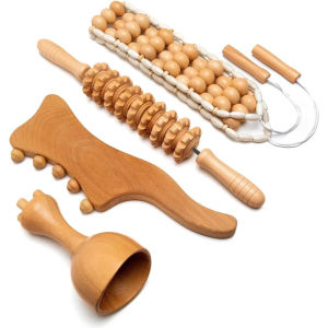 20244Pcs/Set Natural Wooden Tpy Massage Tools Professional Maderoterapia Kit Colombiana Wood Lymphatic Drainage Massager Tools