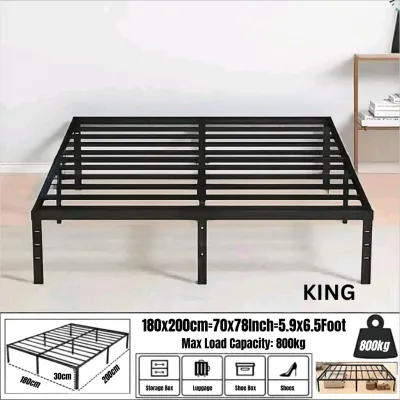 Various Sturdy Metal Bed Frame Heavy Duty Iron Bed高级铁艺床架-White/Black/Queen/Single/King