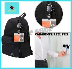 TOP SHOP Retractable Badge Holder with Carabiner Reel Clip Retractable Keychain Lanyards ID Badge Holder with Belt Clip Card