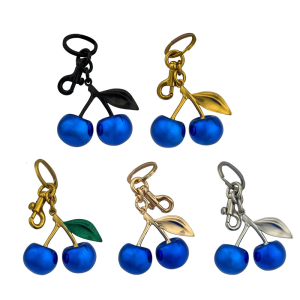 Độc đáo màu xanh anh đào Móc chìa khóa quyến rũ Chic Cherry Keyring Mặt dây chuyền trang trí cho ba lô và ví độc đáo Keychain