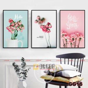 Tranh treo tường canvas khung gỗ 3 bức phong cách hiện đại Bắc Âu 257 tranh hoa trang trí phòng khách phòng ngủ spa(30X40/ BỨC)