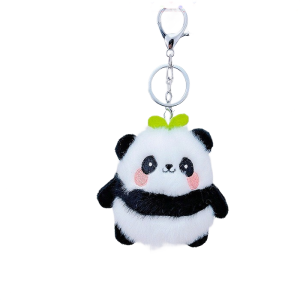 Móc Khóa Thú Bông Hình Gấu Trúc Đội Lá Dễ Thương - Gấu Bông Panda Treo Điện Thoại Túi Xách Balo - Phụ Kiện Quà Tặng