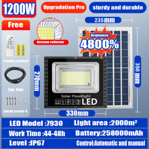 【Free Shipping】Solar flood Light Outdoor waterproof IP67 1500W 298000mAh LED lamp 1200W 900W 600W 300W 100W 50W Spotlight room night light street lights bulb For Garden Exterior Street promo COD with remote control church 30 years warranty