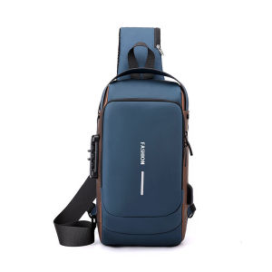 Techdoo Tas Selempang Pria Keren Multifungsi USB Charger Anti Maling Shoulder Bag Premium Waterproof Tas Slempang Pria Pin Lock Trendy Sling Bag Fashion TS717