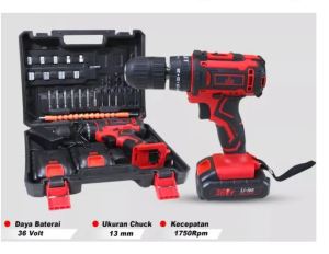YUKIDO X JLD Bor Cordless Drill Brushless 36V Set Koper Lengkap 2 Batera 13MM VARIABLE SPEED