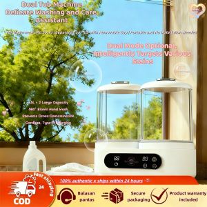 Dual-Cup Mini Washing Machine for Underwear – Blue Light Sterilization 3L Large Capacity