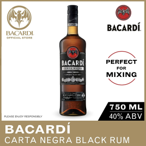 BACARDI Carta Negra Superior Black Rum - 750ml / 75cl 40% ABV - Gluten Free Dark Rum Aged in Heavily Charred Oak Barrels