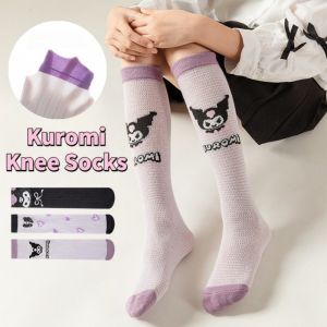 SANRIO น่ารัก ซานริโอ คุโรมิ เด็กเด็กวัยหัดเดินสาวถุงเท้าเข่าสูงยาวผ้าฝ้ายนุ่มถุงเท้าเด็กถุงเท้าเด็กโรงเรียนกีฬาถุงเท้า