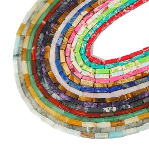 Hạt Hình Ống Vuông Tự Nhiên 4X13Mm Ngọc Bích Mã Não Thạch Anh Hổ Mắt Thạch Anh Tím Hạt Đệm Amazon Để Làm Trang Sức Tự Làm Vòng Tay Bông Tai Vòng Cổ