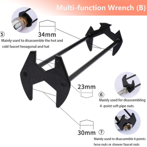 [ READY STOCK ] Multifunction Sink Wrench Plumbing Tool For Bathroom Kitchen Faucet 7 Sizes Universal Double Ended Sink Faucet