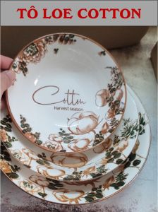 Tô loe gốm sứ hoa văn Cotton 4D - ĐK 15CM (CỠ 6)