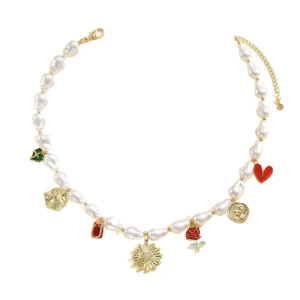 Elegant Double Layer Heart or Flower Pendant Necklace Featuring Faux Pearls And Adjustable Chain For Women