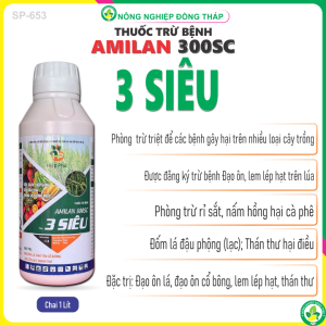 Thuốc Trừ Bệnh AMILAN 300SC Hiệu 3 SIÊU – Siêu Sạch Siêu Sáng Siêu Đậu Trái Không Lo Sương Muối - Đặc Trừ: Đạo Ôn Lá Đạo Ôn Cổ Bông Lem Lép Hạt Thán Thư (Chai 1 Lít)