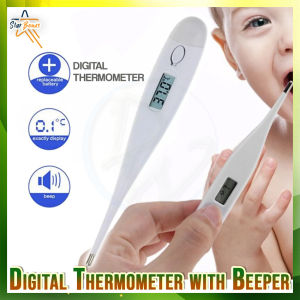 Digital Thermometer with Beeper LCD Display for Adults and Kids (WHITE)