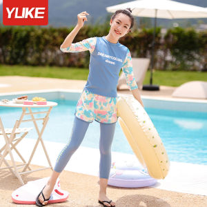 Đồ bơi bé gái tay dài quần dài chống nắng set 3 món phối vải lưới mềm mại trẻ trung màu sắc tươi sáng size từ 14kg - 38kg bộ bơi phù hợp bơi lội tắm biển cho bé học bơi vui chơi dưới nước trong các bể bơi