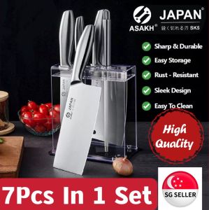 [ LOCAL SELLER ] 7 PCS *ASAKH * JAPAN Stainless Steel Kitchen Knife Set