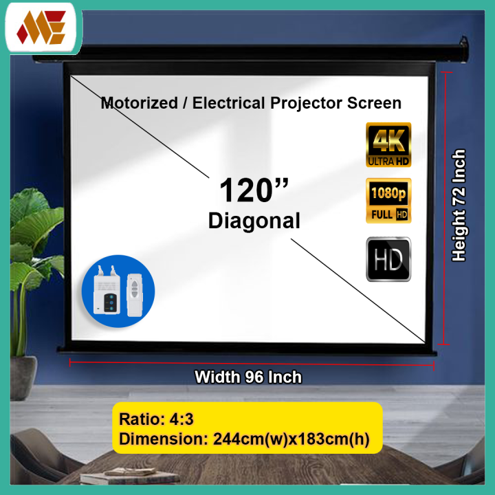 120 Inch PROJECTOR SCREEN Electric Screen / Motorized Screen 10 ft