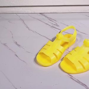 MenS Summer New Flat Heel Non-Slip Vintage Retro Yellow Rubber Shoes Wear-Resistant Soft Sole Plastic Shoes
