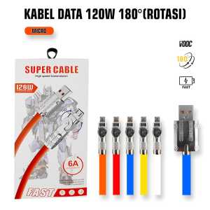 KABEL DATA 120W ROTASI MICRO TYPE C LIGHTNING CHARGER FAST CHARGING